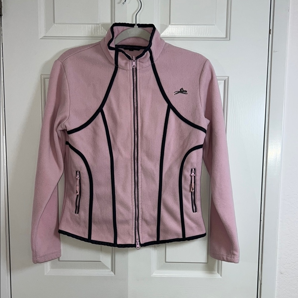Pink and Black Ski Jacket with High Neckline